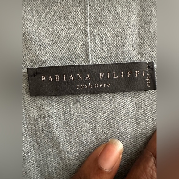Fabiana Filippi 161546 Draped Open Front Cardigan 100% Cashmere Blue Sz. Small - Picture 9 of 12